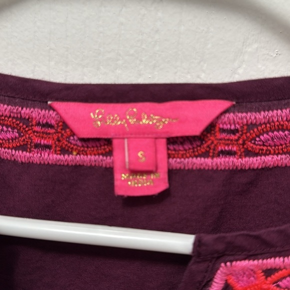 Lilly Pulitzer Coretta Tunic Cherry Ganache Embroidered Size Small - Picture 5 of 5